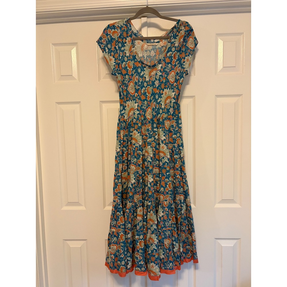 Soft Surroundings Midi Dress PM Floral Viscose Boho Botanical Folk Grandmacore